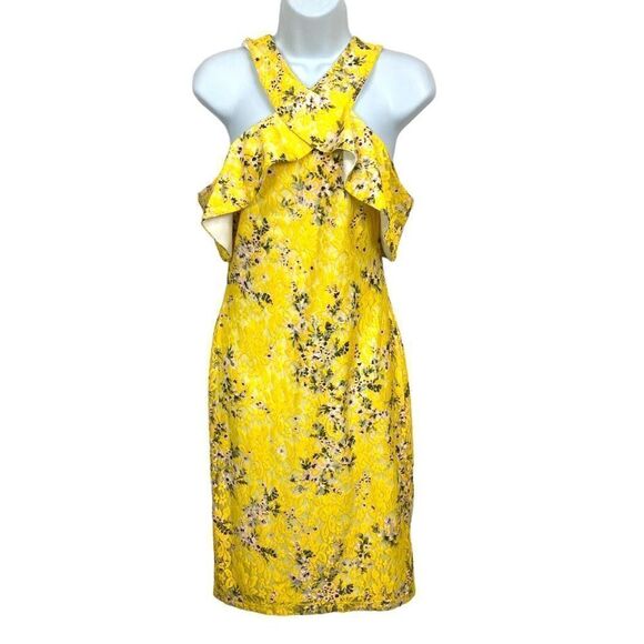 Rachel Roy Yellow Lace Floral Sleeveless Dress - Picture 4 of 10